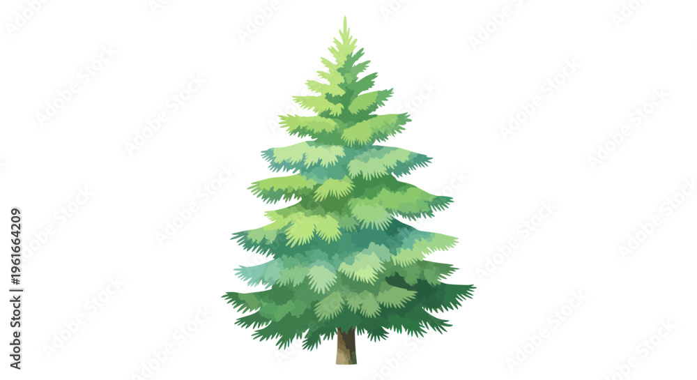 Fototapeta premium Vibrant Green Pine Tree Isolated on White Background