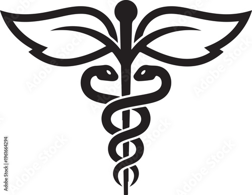 Medical symbol, caduceus icon, healthcare logo, vector graphic