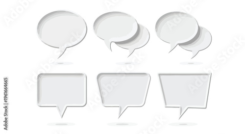 A set of gray speech bubbles in various shapes