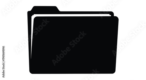 Simple black silhouette of a closed computer folder icon