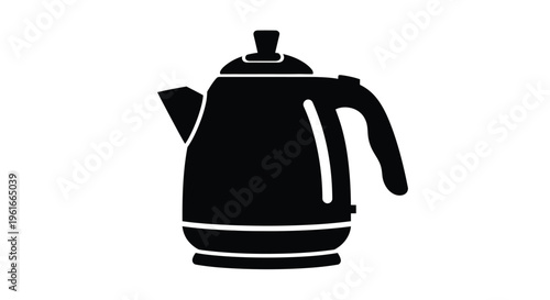 Simple black silhouette of an electric kettle with a handle and spout