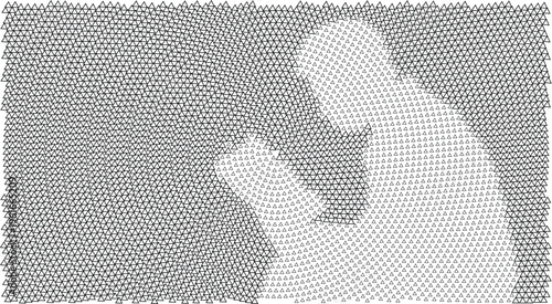 A woman's face made of tiny dots