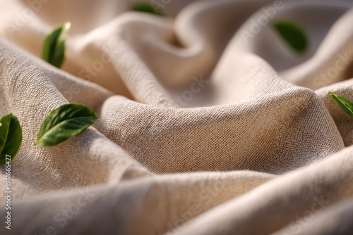 自然環境の中で緑の葉を持つ軽い生地