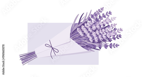 Lavender bouquet, purple flowers, floral illustration, vector graphics