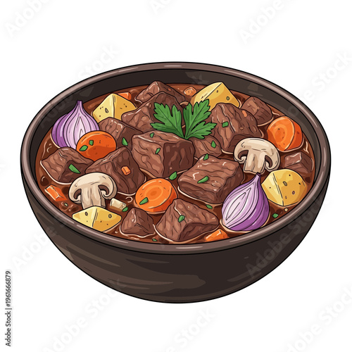 Hearty Beef Stew in Bowl