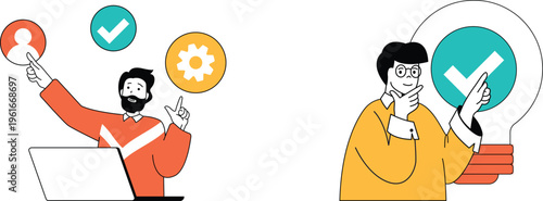 Two professionals collaborating using digital tools and ideas for successful project completion together happily