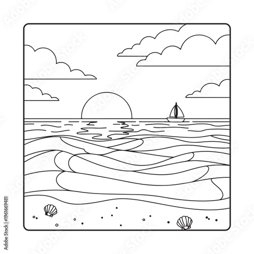 Beach  Ocean Scenes Coloring Book