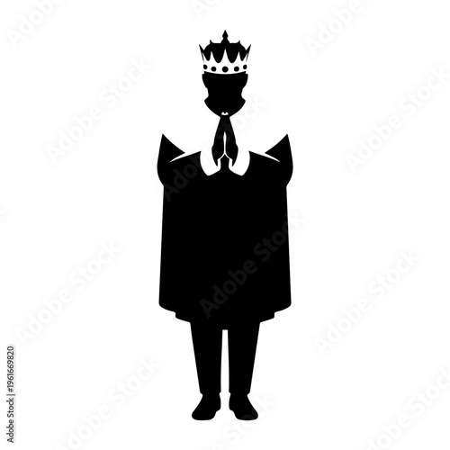 Silhouette of a King Wearing a Crown and Robes.