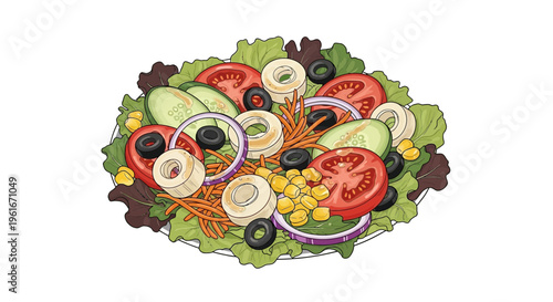 Fresh Garden Salad with Vegetables and Cheese