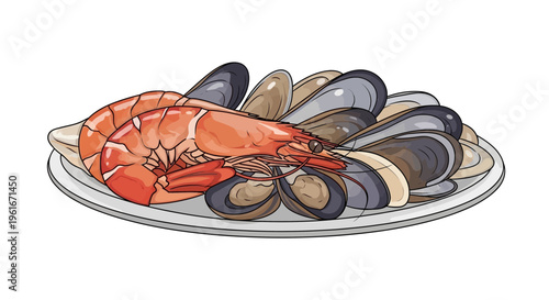 Seafood Platter with Shrimp and Mussels