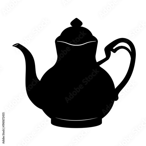 モノクロームのアンティークなティーポット　陶磁器