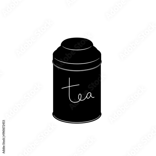 モノクロームのシンプルなティーキャニスター　缶