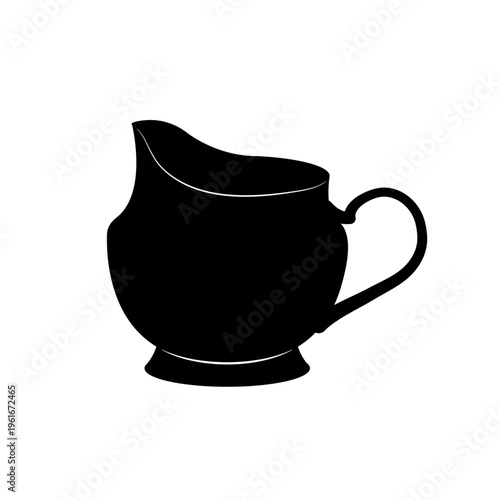 モノクロームのアンティークなミルクジャグ　陶磁器