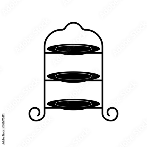 モノクロームのサービングスタンド　３段　アフタヌーンティー