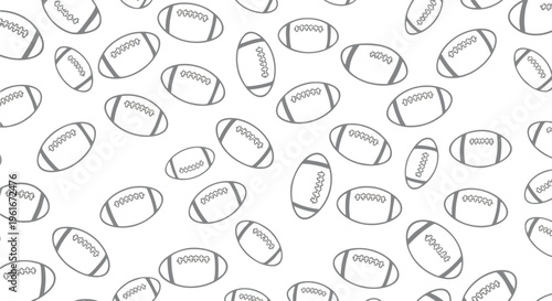 Scattered American football outlines forming a dynamic sports pattern on a clean white background ideal for athletic themed design projects