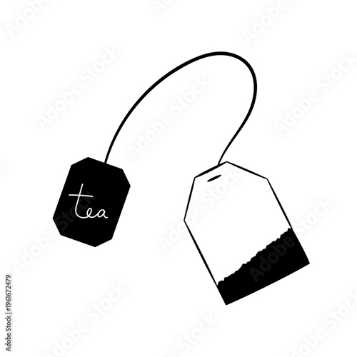 モノクロームのシンプルなティーバッグ　紅茶