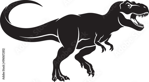 Black silhouette of a tyrannosaurus rex dinosaur