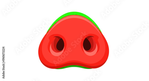 Stylized Red Nose with Green Outline