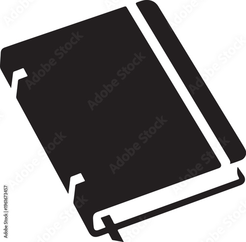 Black book icon, closed book symbol, book cover illustration, vector book graphic