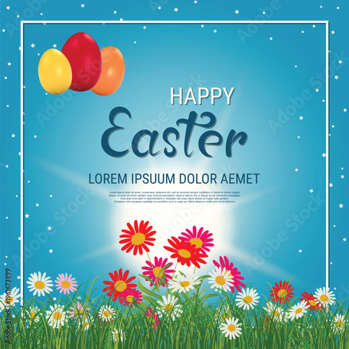 Decorative happy easter wishes background for social post