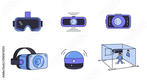 Virtual Reality Technology Icons: VR Headset, Gaming, Technology, Future