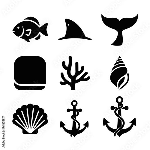 Collection of Nautical and Marine Icons.