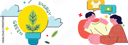 A cheerful depiction of eco-friendly energy and happy family sharing a cozy moment together indoors