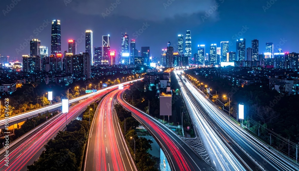 Fototapeta premium illuminated city street at night