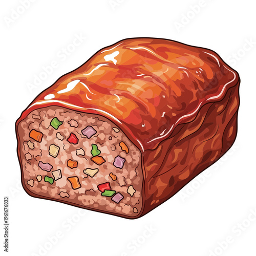 Savory Meatloaf with Glazed Topping and Vegetable Filling