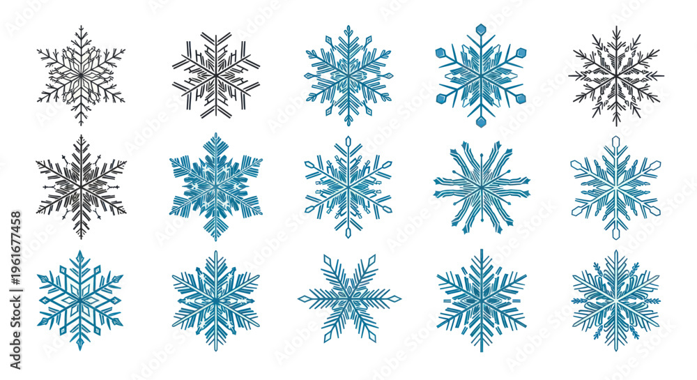 Fototapeta premium Collection of Intricate Snowflakes