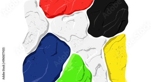 Abstract Colorful Shapes Blocks - Red, Blue, Green, Yellow, White, Black