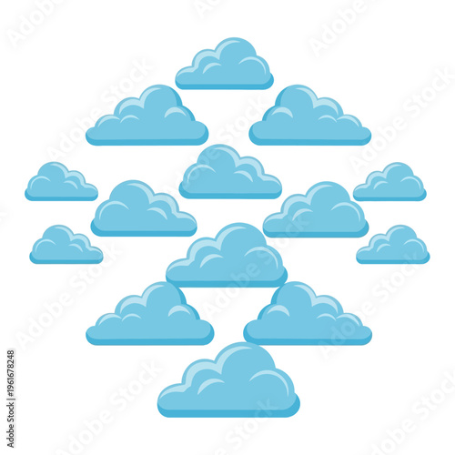 Fluffy Blue Clouds Arranged in a Diamond Shape.