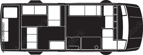 Overhead view of a bus interior layout plan design