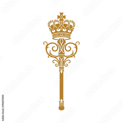 Golden Royal Scepter Symbol of Power and Authority.