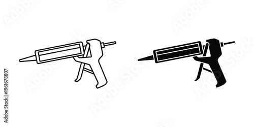 Comparison of two different caulking gun designs in black and white illustration