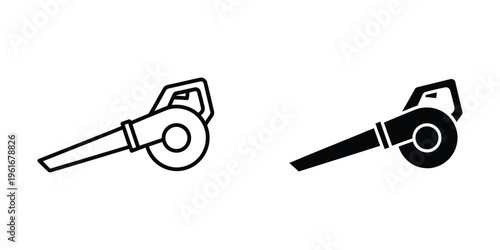 Contrast between outline and filled illustrations of a lawnmower