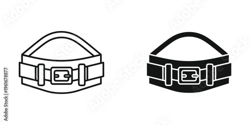Contrasting styles of belts with buckles shown in black and white line art