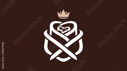 Elegant rose emblem with crown