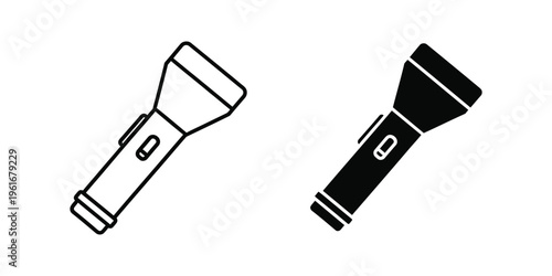 Photos Illustration of two contrasting flashlight designs in monochrome colors