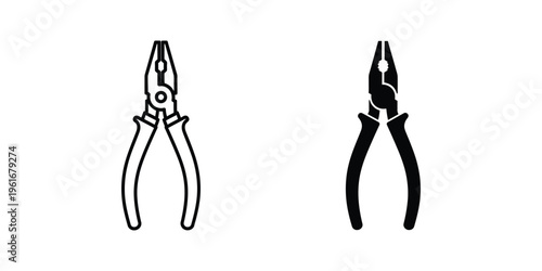 Comparison of two types of pliers in contrasting black and white styles