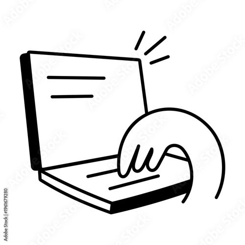 A sketchy style illustration showing a laptop
