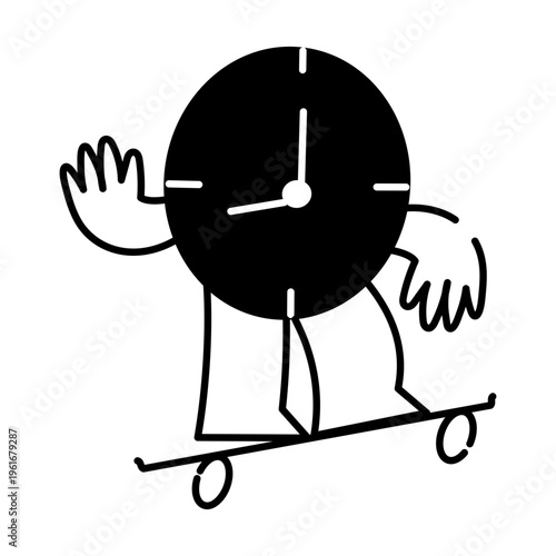 A hand drawn style illustration showing a clock