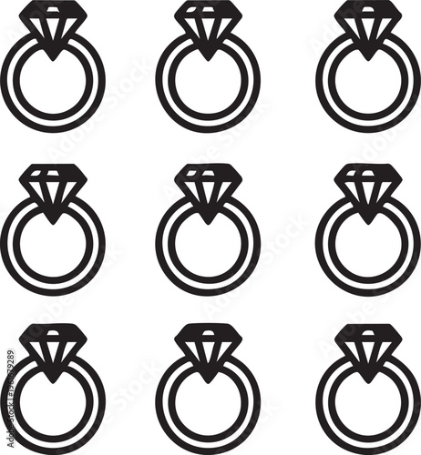 Diamond ring vector: engagement ring icon, jewelry graphic eps silhouette