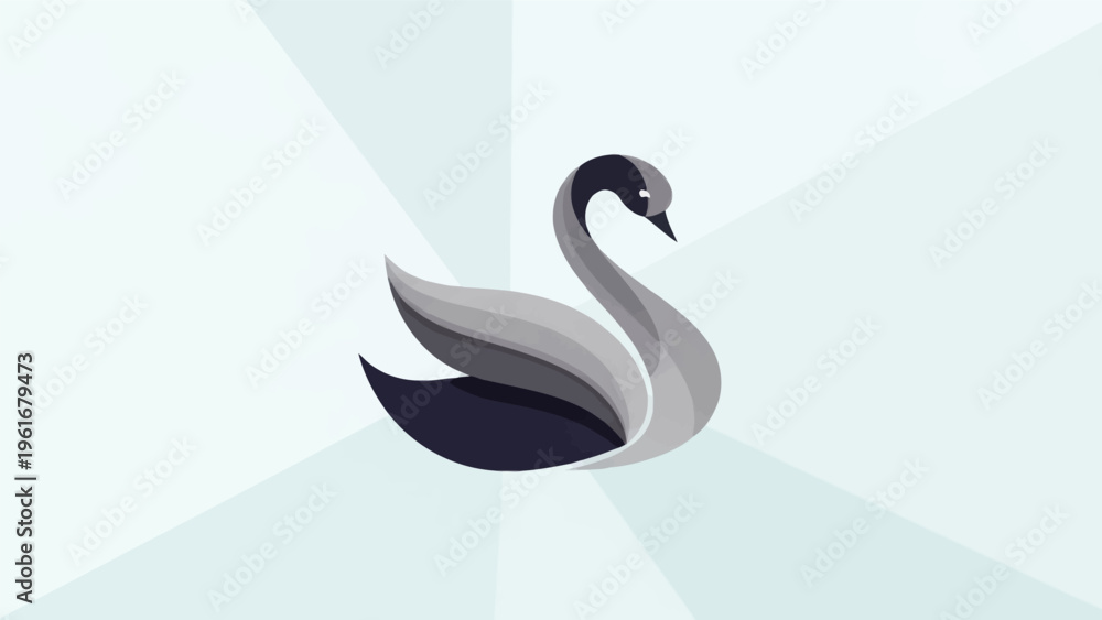 Fototapeta premium Elegant swan logo design on white background