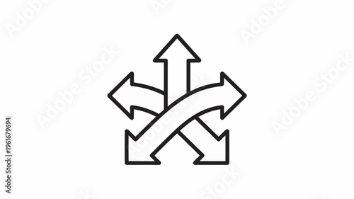 A stylized icon of multiple arrows pointing in different directions, symbolizing choices and possibilities.
