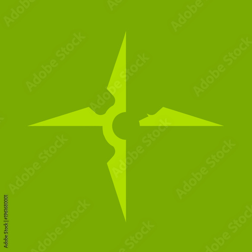 Green Compass Rose Symbol Abstract Design.