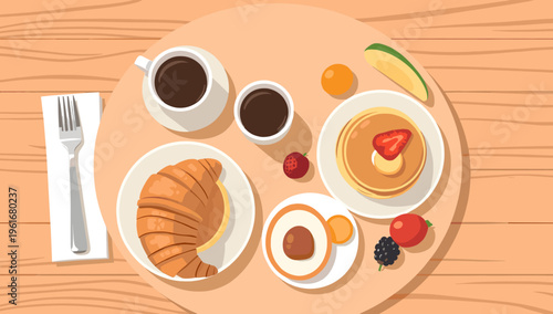 A simple, clean flat lay of a silver fork on a white napkin. This image evokes feelings of anticipation and would be ideal for food-related blogs, res