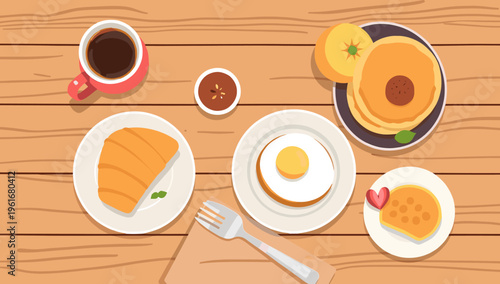 A cozy, minimalist image of pancakes on a white plate resting on a wooden table. Perfect for breakfast menus, food blogs, or lifestyle content conveyi