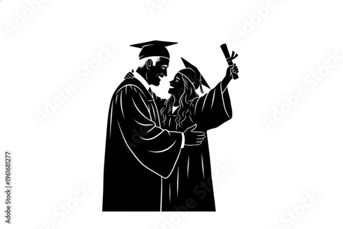 A Shared Milestone: A graduate with a diploma celebrates academic achievement with supportive figures.