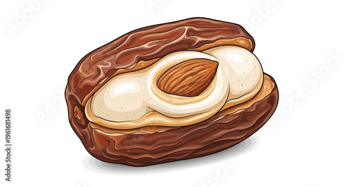 Almond stuffed date, healthy snack illustration
